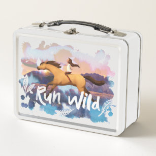 "Run Wild" Lucky Riding Spirit Watercolor Metal Lunch Box