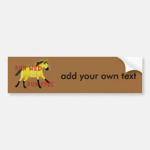 RUN WILD MUSTANGS- Whimsical Horse Collection Bumper Sticker