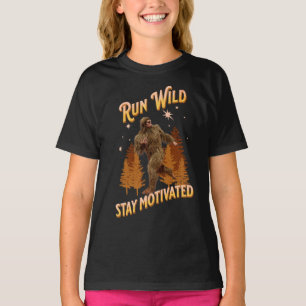 Run Wild, Stay Motivated Funny Bigfoot T-Shirt