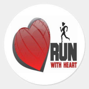 RUN WITH HEART PRODUCTS CLASSIC ROUND STICKER
