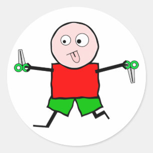 Run with scissors classic round sticker