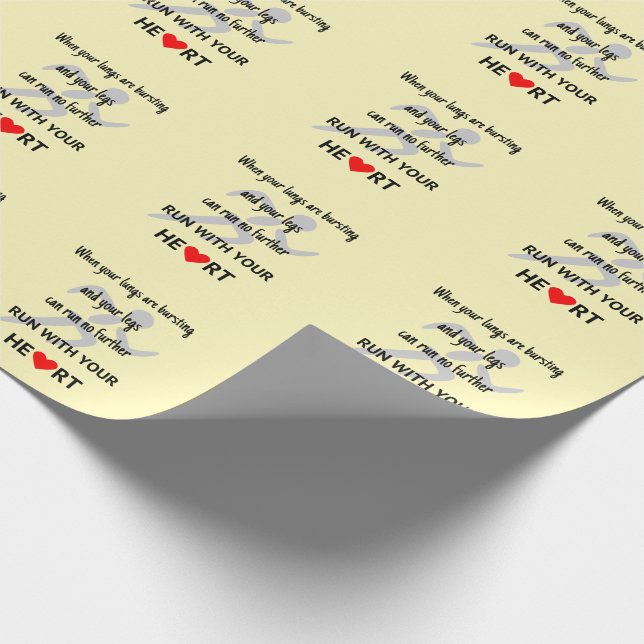 Run with your heart inspirational sport wrapping paper (Corner)
