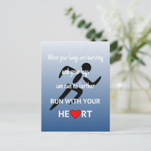 Run with your heart motivational sports postcard
