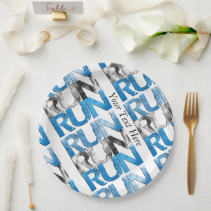RUN x 3 Runners Pattern Paper Plates