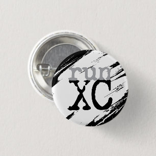 Run XC - Cross Country Runner Black White Grey 3 Cm Round Badge