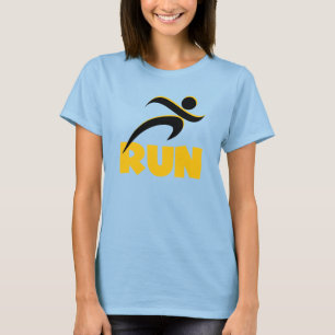 RUN Yellow Fitness Running Athletic T-Shirt