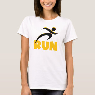 RUN Yellow Fitness Running Athletic T-Shirt