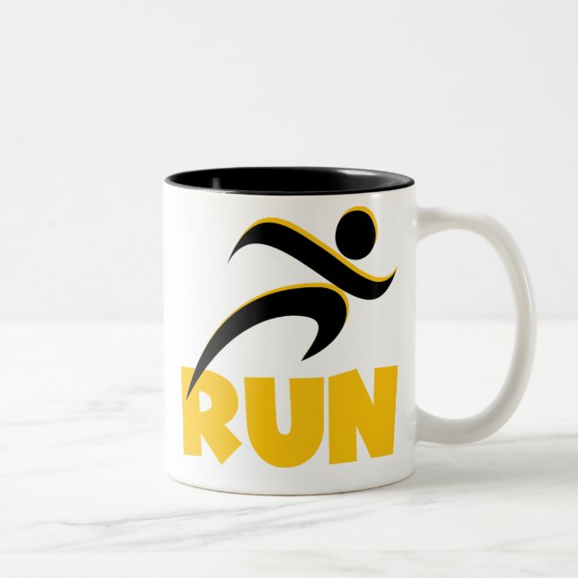 RUN Yellow Two-Tone Coffee Mug (Right)