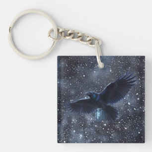 Runa Fehu and the Odin Crow Key Ring