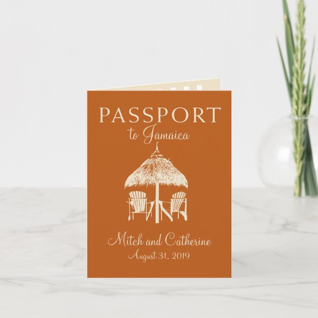 Runaway Bay Jamaica Passport Wedding Invitation (Front)
