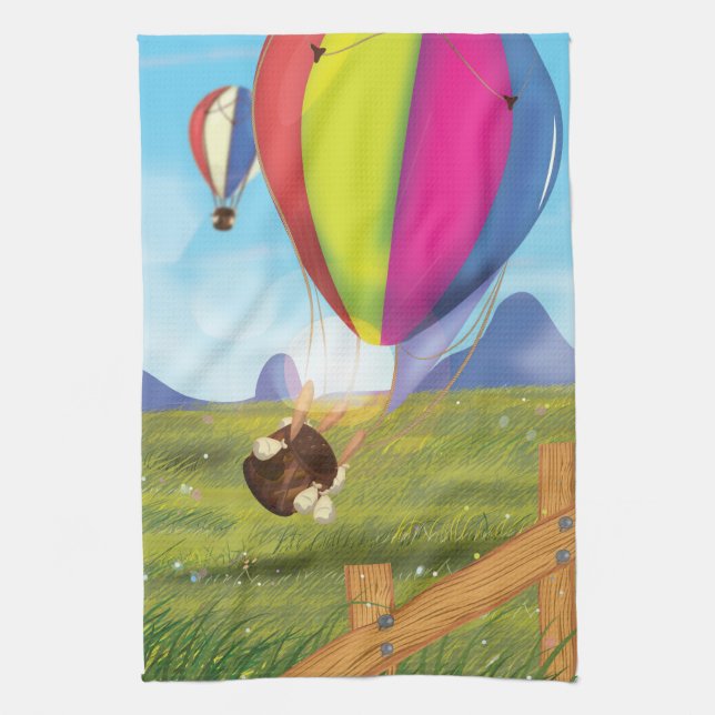 Runaway Cartoon Balloon Tea Towel (Vertical)