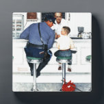 Runaway Plaque<br><div class="desc">Artist: Norman Rockwell | Runaway boy and policeman at lunch counter</div>