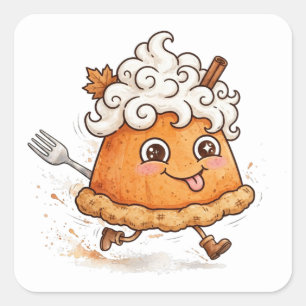 Runaway Pumpkin Pie Funny Thanksgiving Sticker