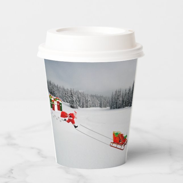 Runaway Sleigh Paper Cups (Front)