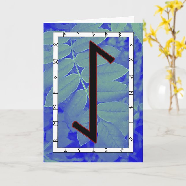 Rune Eihwaz – Centred Perseverance  Card (Yellow Flower)