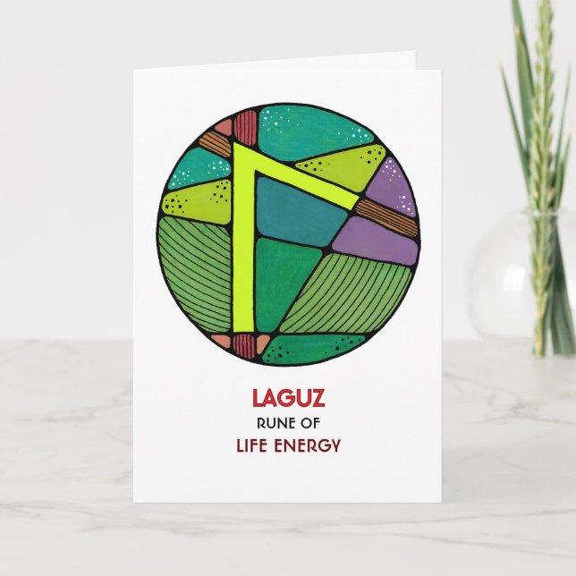 Rune Laguz - Life Energy - Art Nouveau Card (Front)