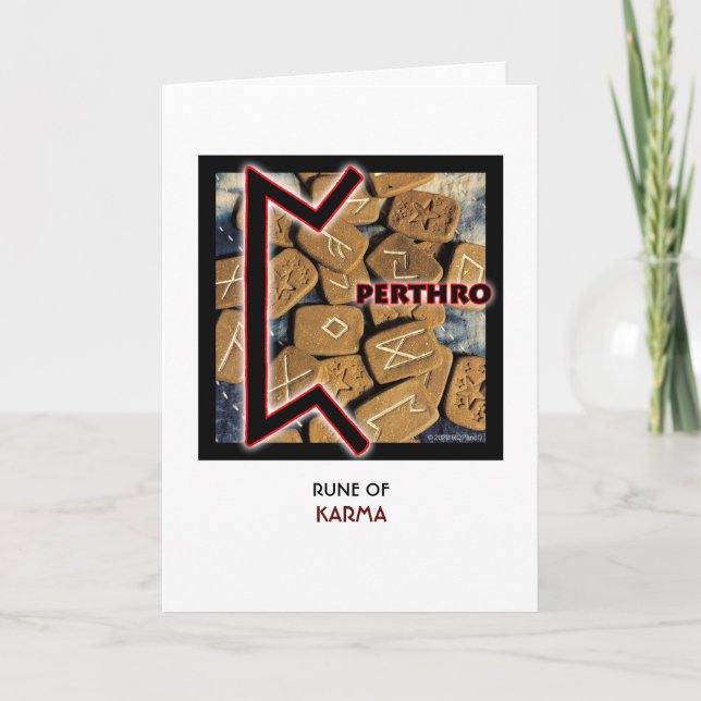 Rune Perthro - Karma - Runestone Divination Card (Front)