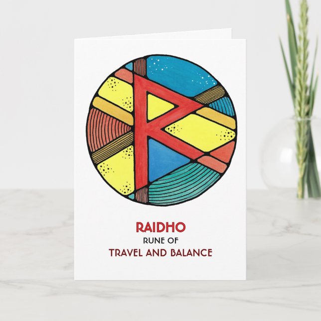 Rune Raidho – Travel & Balance - Art Nouveau Card (Front)