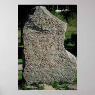 Rune stone outside Gripsholm Castle Poster