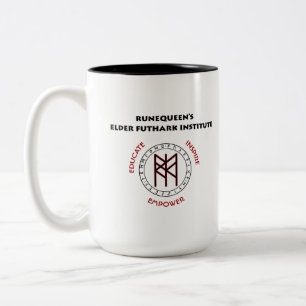 RuneQueen's RQEFI Logo in English/Español  Two-Tone Coffee Mug