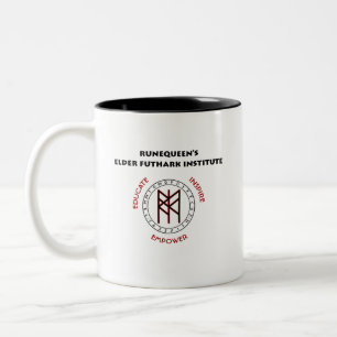RuneQueen's RQEFI Logo in English/Español Two-Tone Coffee Mug