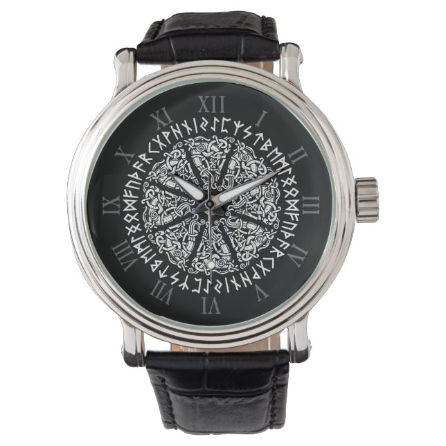 Runes & scandinavian VIking Mythology ornements Watch (Front)