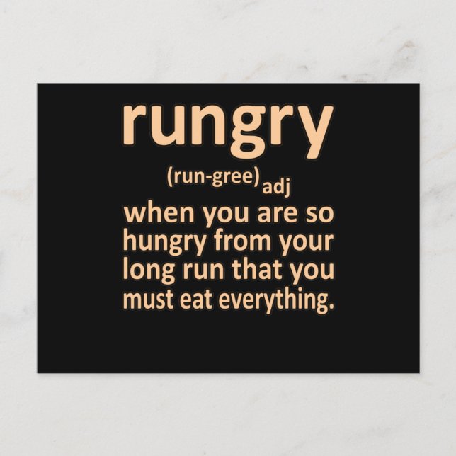Rungry Definition Half Marathon Runner Running Gra Invitation Postcard (Front)