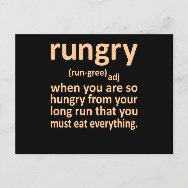 Rungry Definition Half Marathon Runner Running Gra Postcard (Front)
