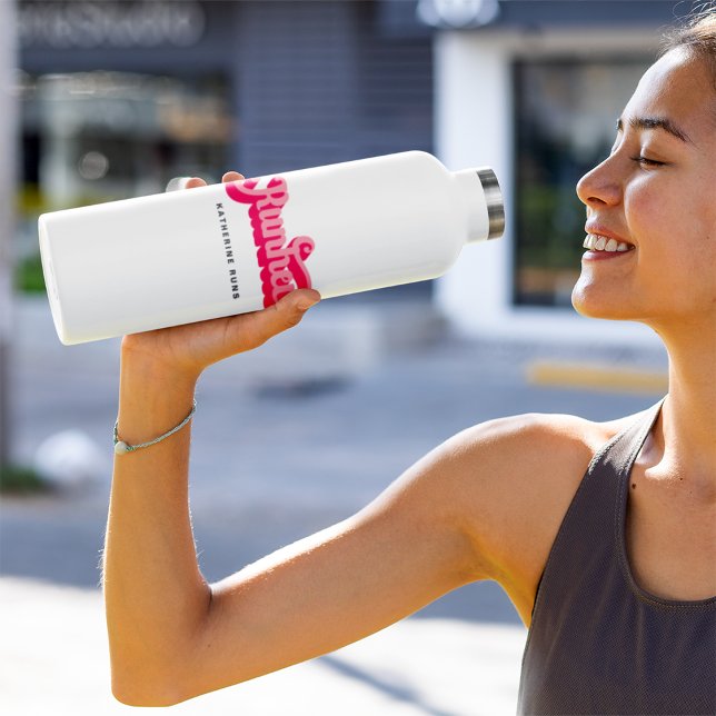 Runher Running Pink Bold Retro Font Motivational 710 Ml Water Bottle (Creator Uploaded)