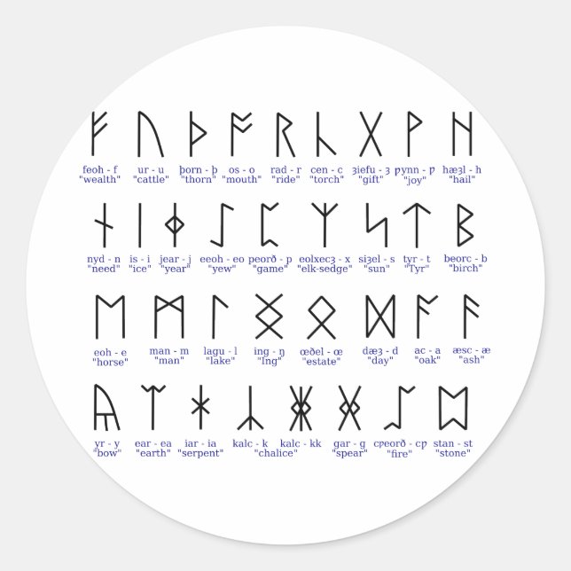 Runic Alphabet Classic Round Sticker (Front)