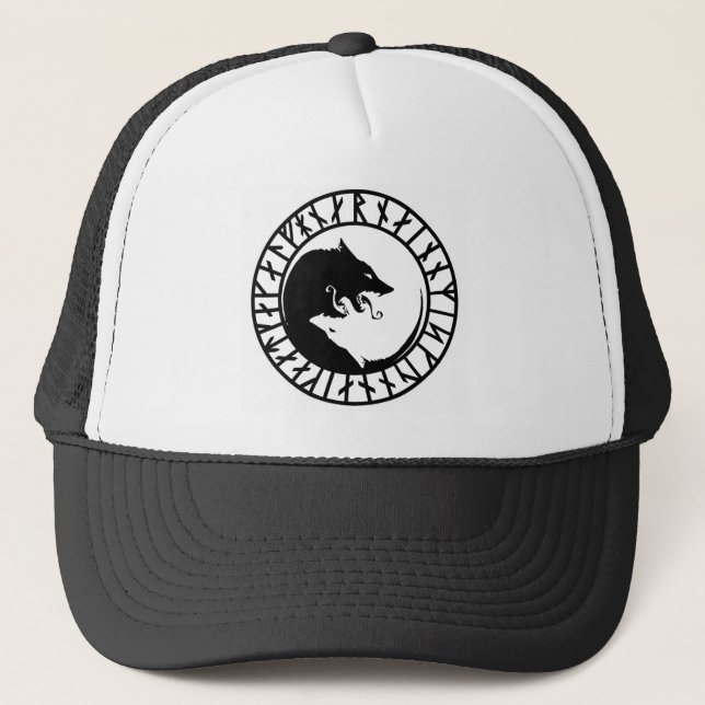 Runic Dire Wolf viking norse nordic runes Trucker Hat (Front)