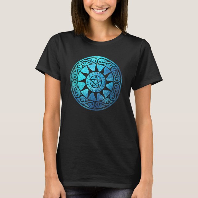 Runic Magical Pentacle Pagan Witchcraft Protection T-Shirt (Front)