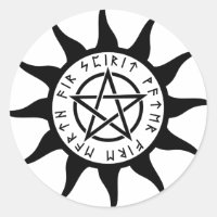 Runic Pentacle Sun Round Sticker