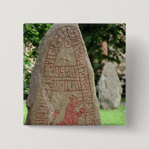 Runic stone 15 cm square badge