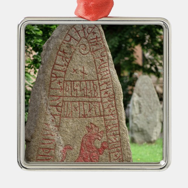 Runic stone metal tree decoration (Front)