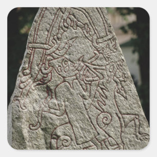 Runic stone square sticker