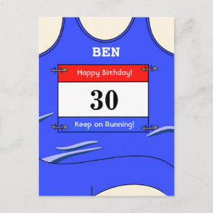 Runner Blue Postcard