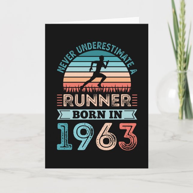 Runner born in 1963 60th Birthday Gift Running Dad Card (Front)