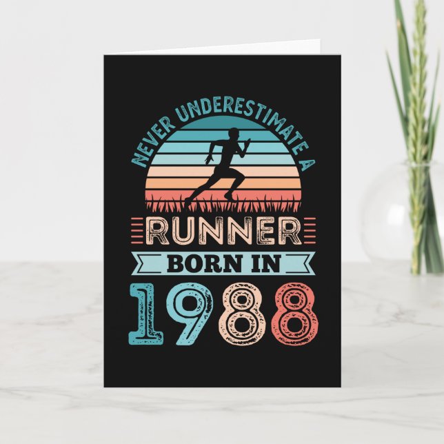 Runner born in 1988 40th Birthday Gift Running Dad Card (Front)