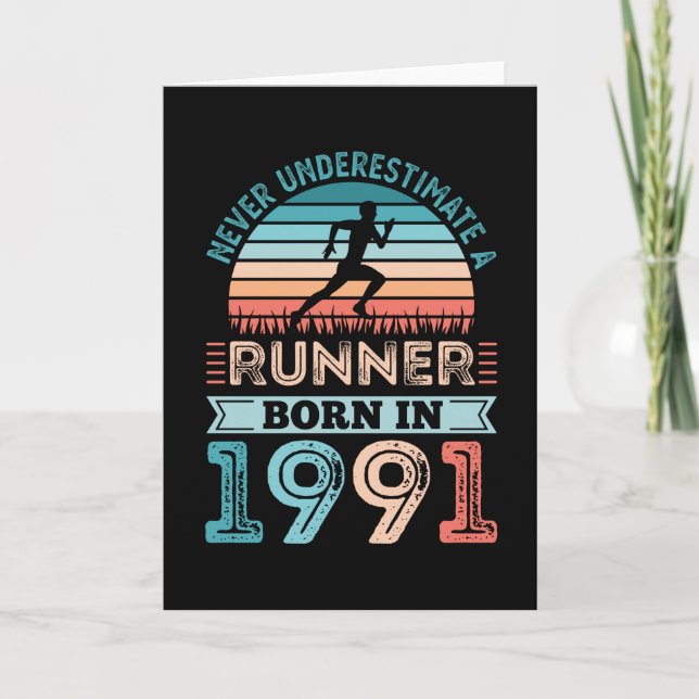 Runner born in 1991 30th Birthday Gift Running Dad Card (Front)