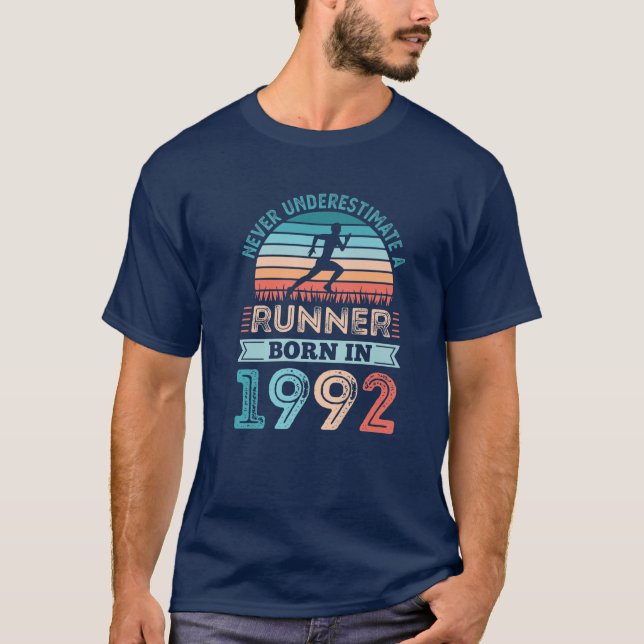 Runner Born In 1992 30Th Birthday Running Gift T-Shirt (Front)