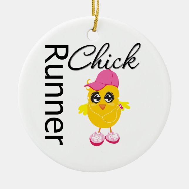 Runner Chick Ceramic Tree Decoration (Front)