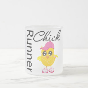 Runner Chick Frosted Glass Coffee Mug