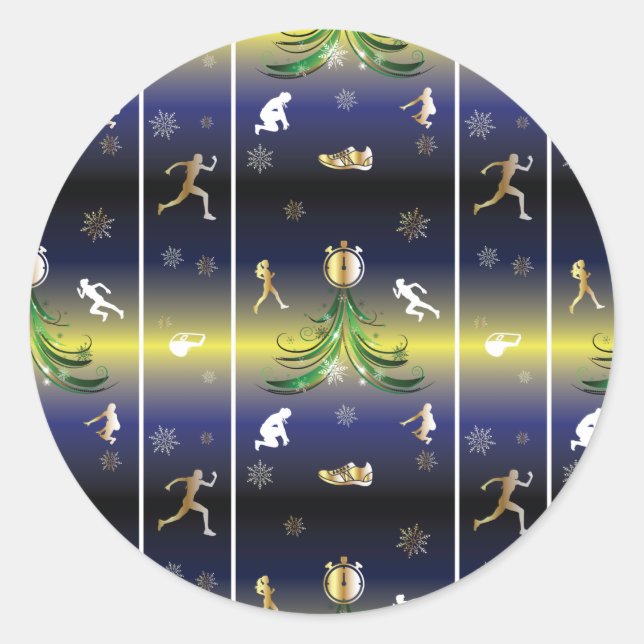 Runner Christmas Tree - Girls Running Classic Round Sticker (Front)