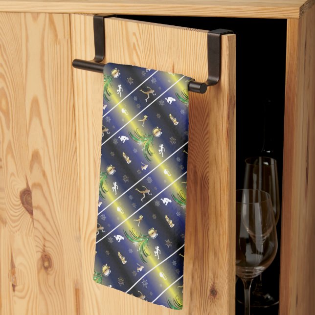 Runner Christmas Tree - Girls Running Tea Towel (Thirds Fold)