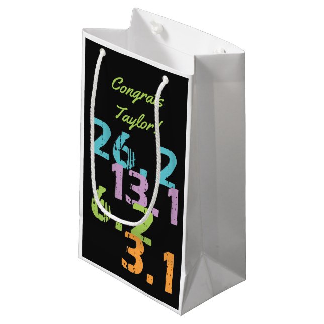 runner distances running themed small gift bag (Front Angled)