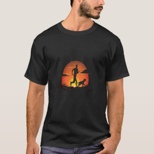 Runner Dog Animal Dog Dad Silhouette Running In Su T-Shirt