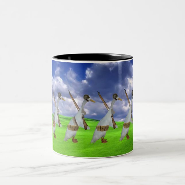 Runner duck army Two-Tone coffee mug (Center)