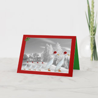 Runner duck santa hat holiday card