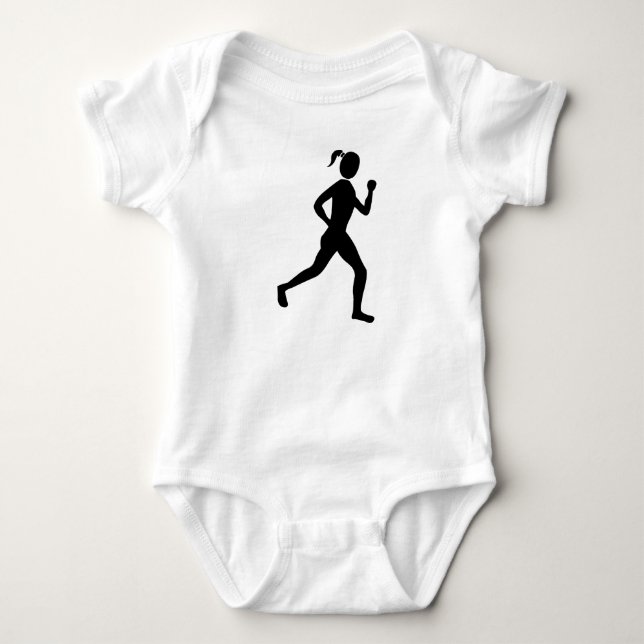 Runner (Female) - Black Baby Bodysuit (Front)